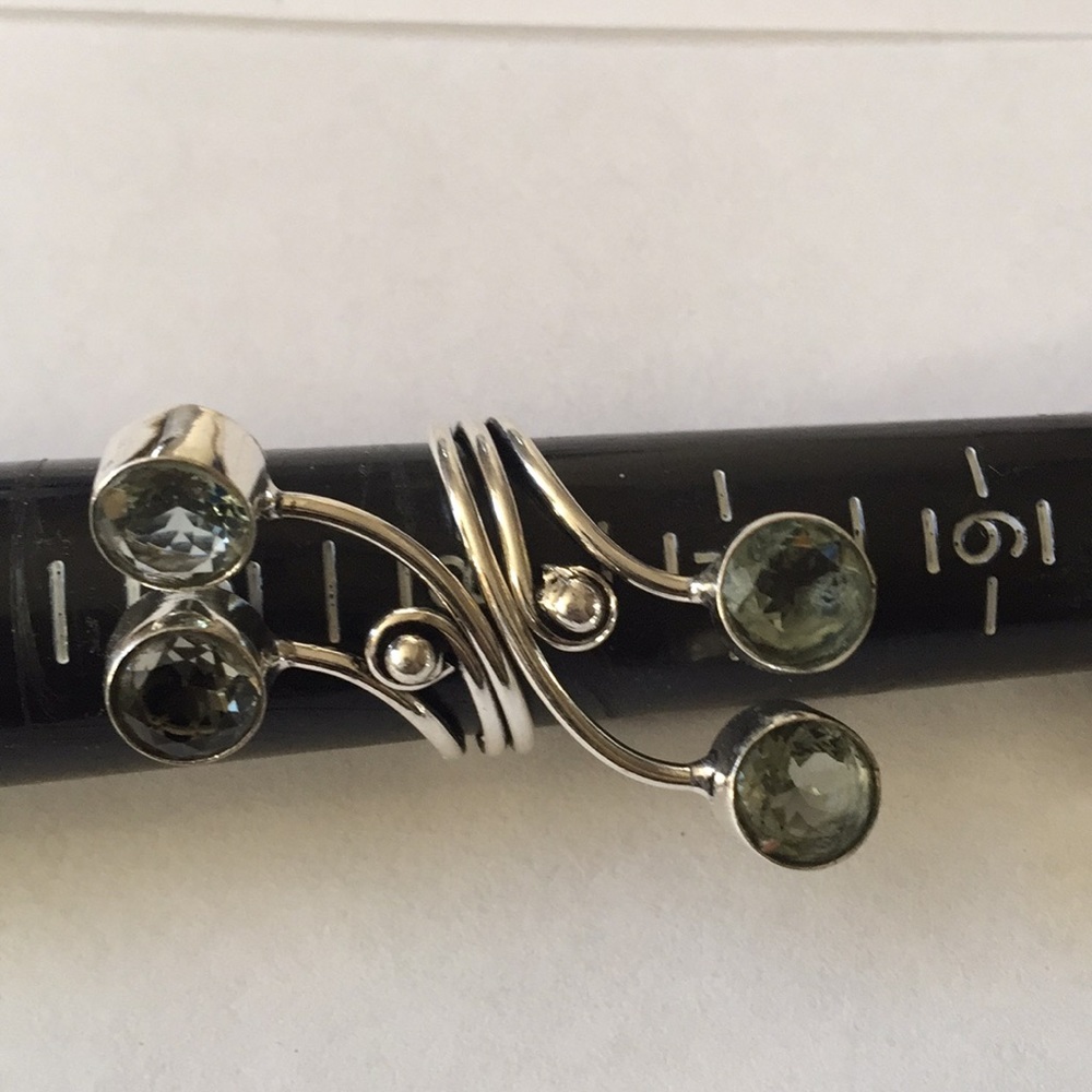 Green amethyst silver ring